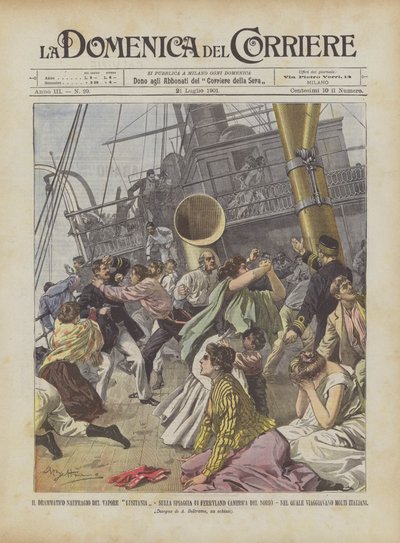 Le naufrage dramatique du vapeur Lusitania, sur la plage de Ferryland (Amérique du Nord) - Achille Beltrame