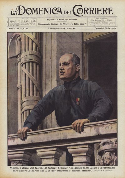 Il Duce à Rome, du balcon du Palazzo Venezia - Achille Beltrame