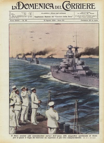 Le Duce assiste aux exercices navals de l