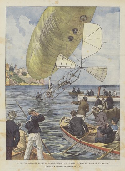 Le ballon dirigeable de Santos Dumont précipité en mer devant le casino de Monte-Carlo - Achille Beltrame