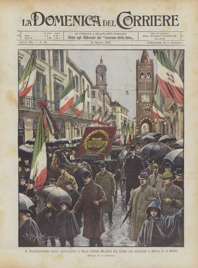 Le pèlerinage des associations et des écoles milanaises sur le lieu du régicide à Monza, le 14 mars - Achille Beltrame