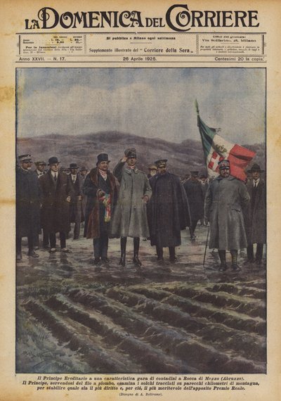 Le Prince Héritier à une course caractéristique de paysans à Rocca di Mezzo (Abruzzes) - Achille Beltrame