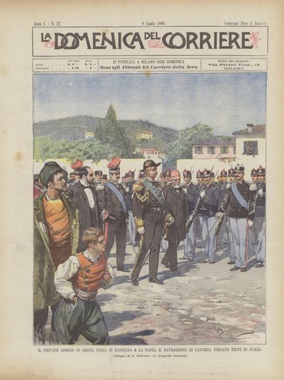 Le prince Georges de Grèce passe en revue à La Canée le bataillon d