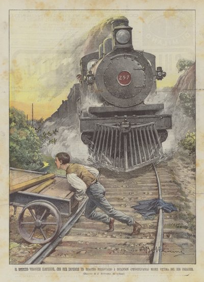 Le garçon véronais Zamperini, qui a empêché une catastrophe ferroviaire à Ducannon - Achille Beltrame