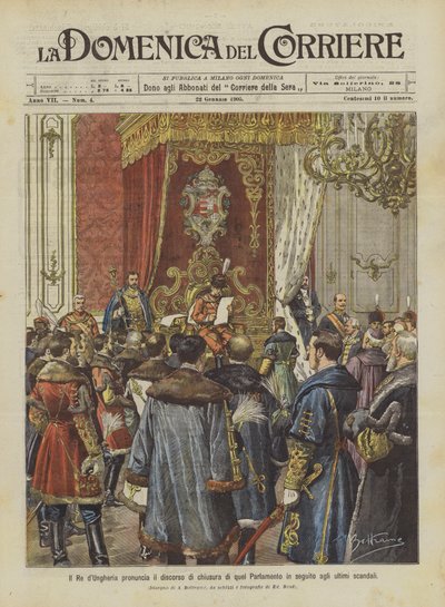 Le Roi de Hongrie prononce le discours de clôture de ce Parlement suite aux derniers scandales - Achille Beltrame