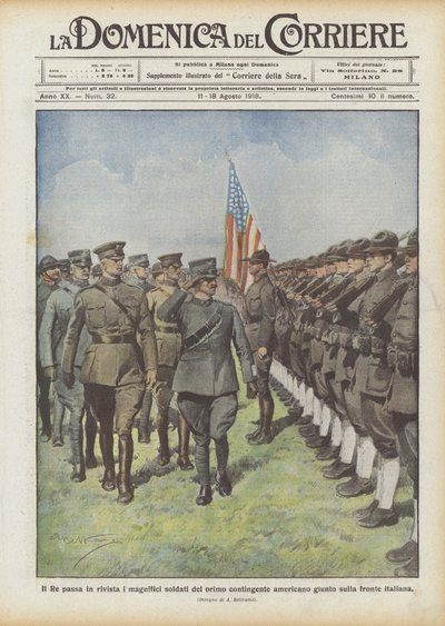 Le Roi passe en revue les magnifiques soldats du premier contingent américain arrivé sur le front italien - Achille Beltrame