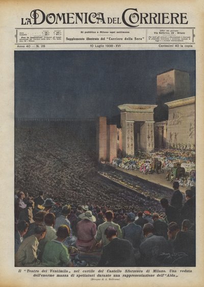Le Théâtre des Vingt Mille dans la cour du Château Sforzesco de Milan - Achille Beltrame