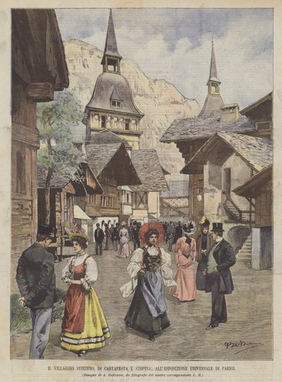 Le village suisse, en carton-pâte et paille, à l