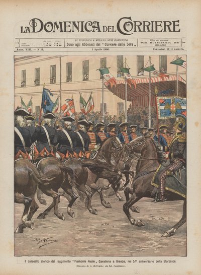 Le carrousel historique du régiment Piémont Royal Cavalerie à Brescia, pour le 57e anniversaire de la Storzesca - Achille Beltrame