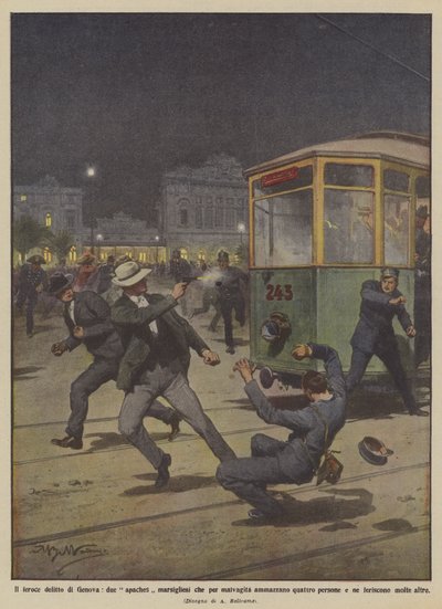Le crime féroce de Gênes, deux apaches marseillais qui par méchanceté tuent quatre personnes... - Achille Beltrame