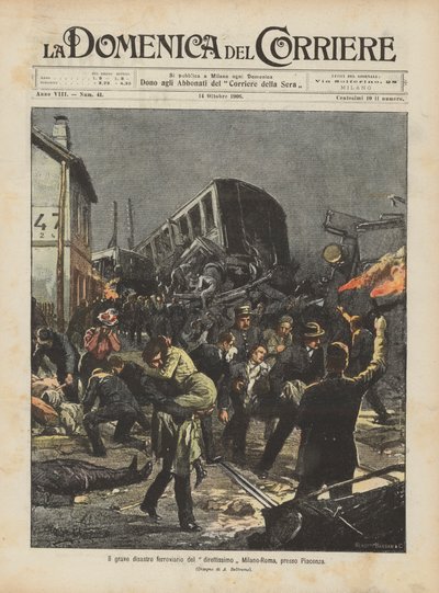 Le grave accident ferroviaire du train express Milan-Rome, près de Plaisance - Achille Beltrame