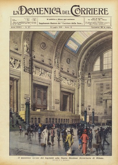 Le majestueux hall des billets à la nouvelle gare de Milan - Achille Beltrame
