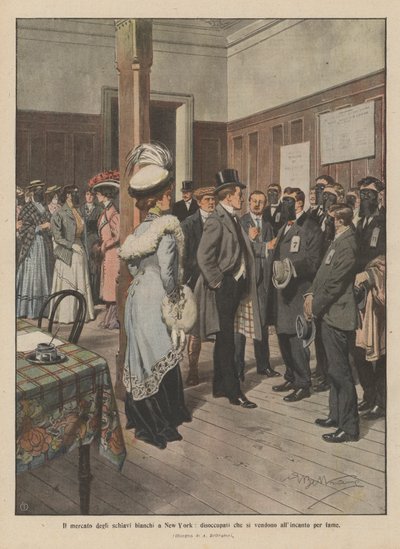 Le marché des esclaves blancs à New York, chômeurs se vendant aux enchères par faim - Achille Beltrame