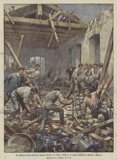 Le déluge de la semaine dernière, recherche des morts et blessés dans une usine effondrée à Musocco (Milan) - Achille Beltrame