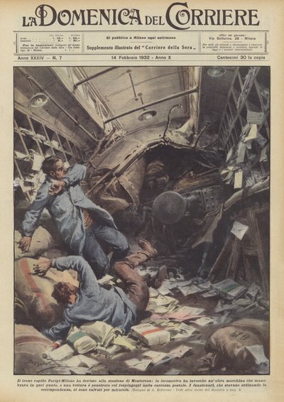 Le train rapide Paris-Milan a déraillé à la gare de Montereau, la locomotive a percuté - Achille Beltrame