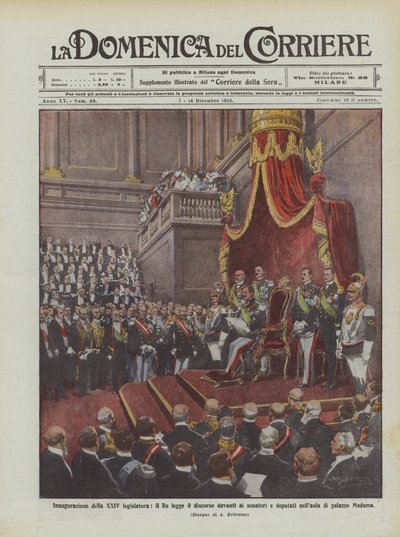 Inauguration de la XXIVe législature, le roi lit le discours devant les sénateurs et députés - Achille Beltrame