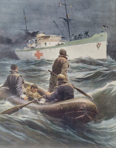 Navire-hôpital italien embarquant des blessés - Achille Beltrame