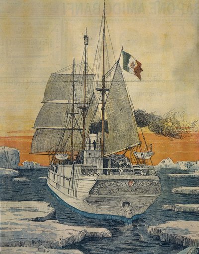 Voyage au pôle Nord : Navire Stella Polare qui a transporté le prince Luigi Amedeo de Savoie-Aoste, duc des Abruzzes, à la baie de Teplitz sur l