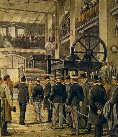 Le roi Vittorio Emanuele III visitant des usines à Milan, d