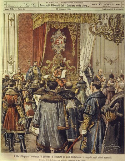 Le roi de Hongrie annonce la dissolution du Parlement après le dernier scandale, 22 janvier - Achille Beltrame