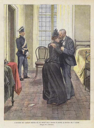 La rencontre du capitaine Dreyfus avec sa femme dans la prison de Rennes, le matin du 1er juillet - Achille Beltrame