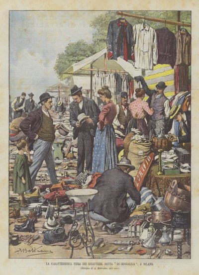 La foire caractéristique des brocanteurs, dite de Sinigallia à Milan - Achille Beltrame
