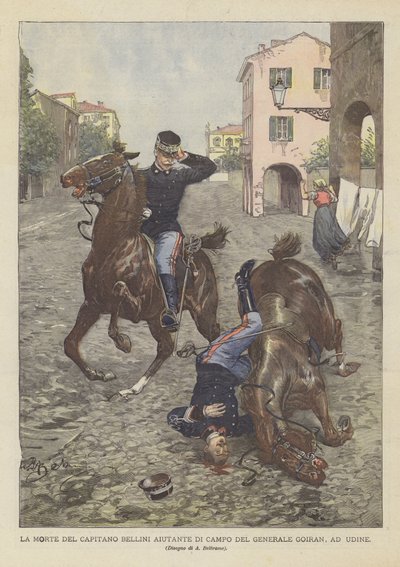 La mort du capitaine Bellini, aide de camp du général Goiran, à Udine - Achille Beltrame