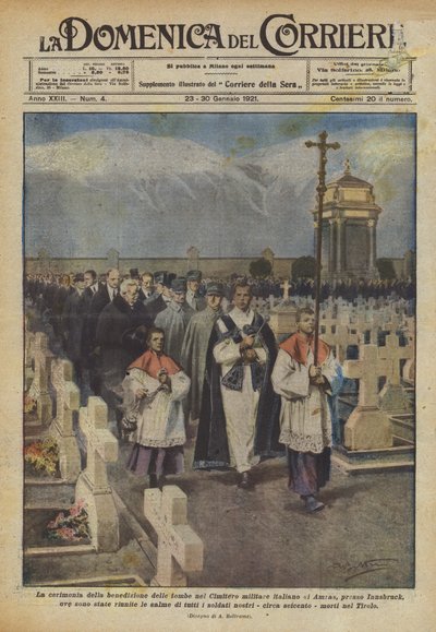 La cérémonie de bénédiction des tombes au cimetière militaire italien d