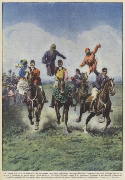 La course à cheval avec des mannequins est populaire dans les campagnes autour de Berlin - Achille Beltrame