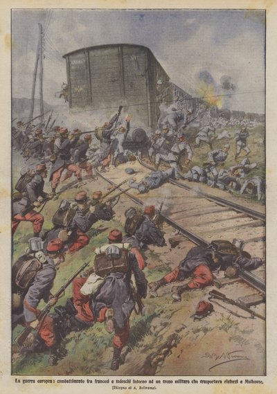 Guerre européenne, combat entre Français et Allemands autour d