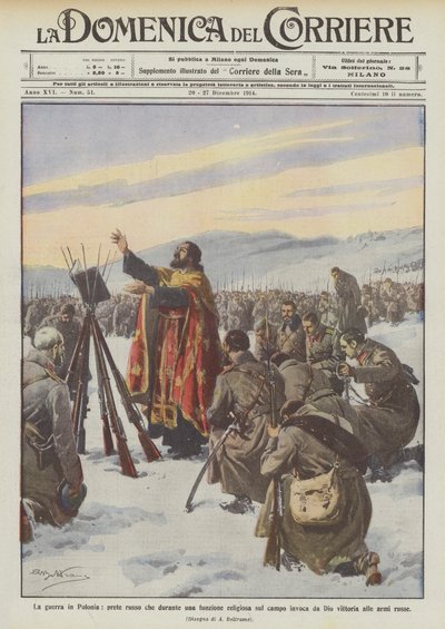 Guerre en Pologne, prêtre russe invoquant Dieu lors d