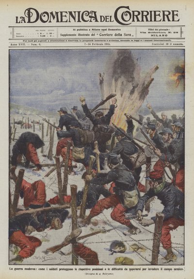 La guerre moderne, comment les soldats protègent leurs positions respectives et les difficultés à surmonter - Achille Beltrame