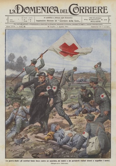La guerre déloyale, les Autrichiens tirent sur un prêtre, des médecins et des brancardiers... - Achille Beltrame