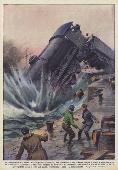 La locomotive dans la mer - Achille Beltrame