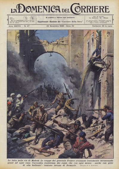 La lutte dans les rues de Madrid - Achille Beltrame