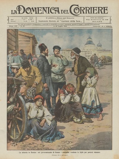 La misère en Russie, dans le gouvernorat de Kazan les paysans vendent leurs filles pour pouvoir se nourrir - Achille Beltrame