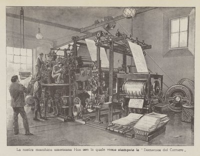 Notre machine américaine Hoe avec laquelle est imprimée la Domenica del Corriere - Achille Beltrame