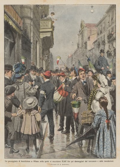 La promenade de bienfaisance à Milan où 35 367 lires ont été recueillies pour les sinistrés - Achille Beltrame