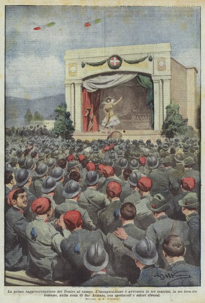 La première représentation du Théâtre au camp - Achille Beltrame