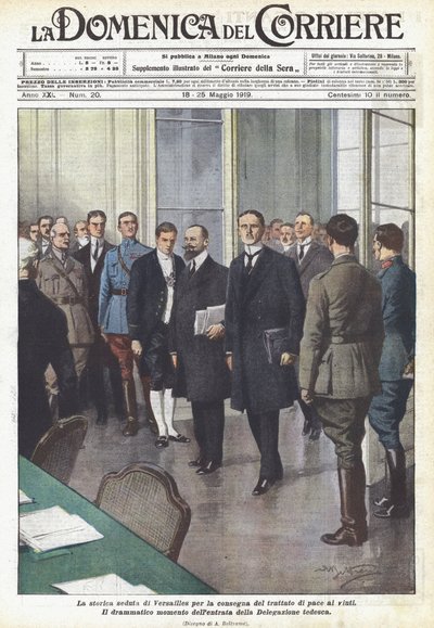 La séance historique de Versailles pour la remise du traité de paix aux vaincus - Achille Beltrame