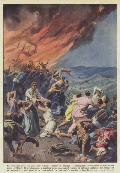 La terrible nuit sur le paquebot Morro Castle en flammes - Achille Beltrame