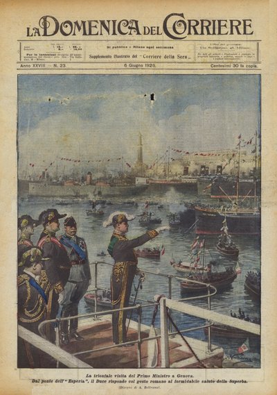 La visite triomphale du Premier Ministre à Gênes - Achille Beltrame