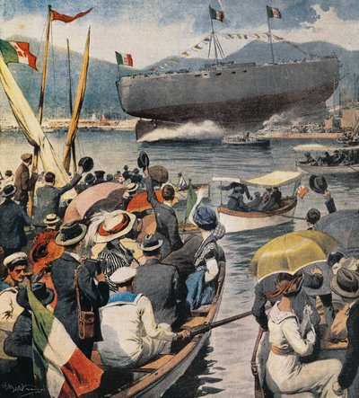 Lancement du cuirassé Andrea Doria de l