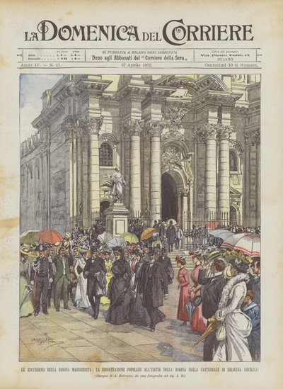 Les excursions de la reine Marguerite, la démonstration populaire à la sortie de la reine - Achille Beltrame