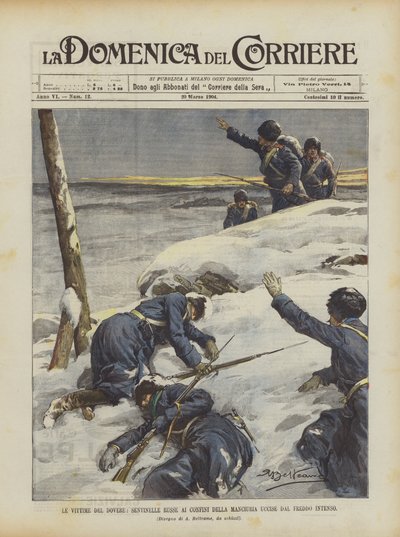 Les victimes du devoir, sentinelles russes aux frontières de la Mandchourie tuées par le froid intense - Achille Beltrame