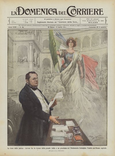Les fêtes de la patrie, Cavour a la vision de la grande Italie et la proclame au Parlement ? - Achille Beltrame