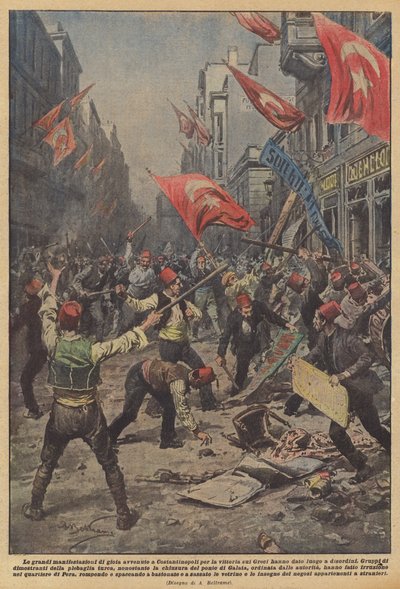 Les grandes manifestations de joie à Constantinople pour la victoire sur les Grecs ont donné lieu à des désordres - Achille Beltrame