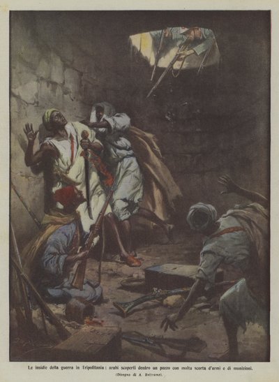 Les pièges de la guerre en Tripolitaine, Arabes découverts dans un puits avec beaucoup d