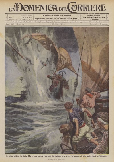 Premières victimes en Italie de la grande guerre, paranze explosant à cause des mines - Achille Beltrame