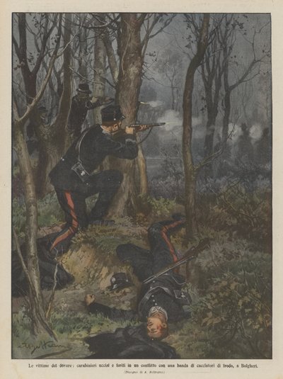 Les victimes du devoir, carabiniers tués et blessés dans un conflit avec des braconniers à Bolgheri - Achille Beltrame